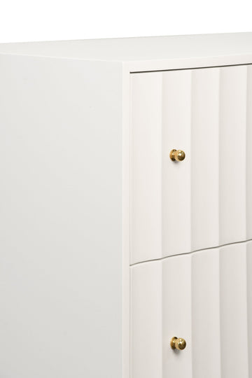 Worlds Away Angus Four Drawer Chest With Fluted Detail in Matte White Lacquer