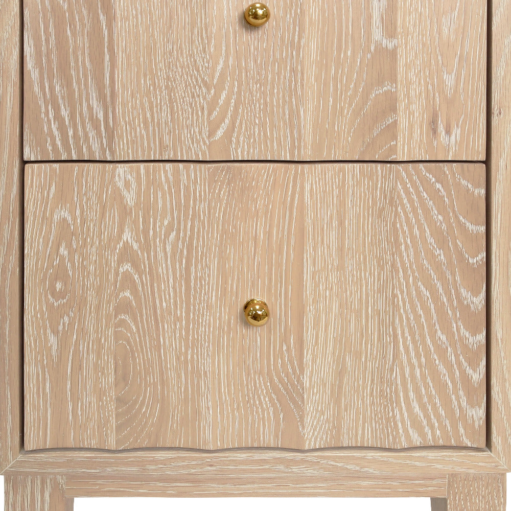Astor Oak Side Table - fluted drawer front details