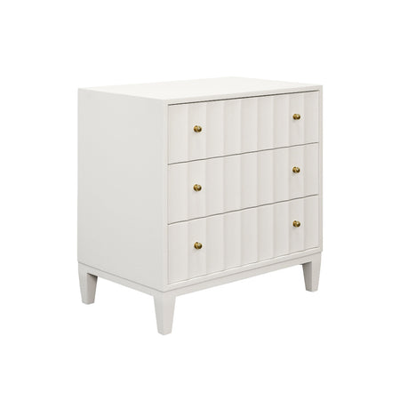Astor White Matte Lacquer Nightstand - fluted drawer fronts