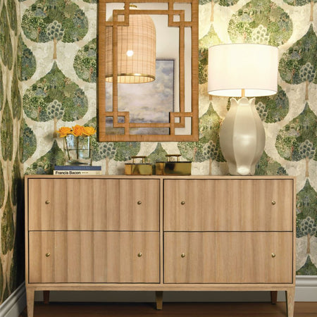 Astor Cerused Oak Dresser in wallpapered room