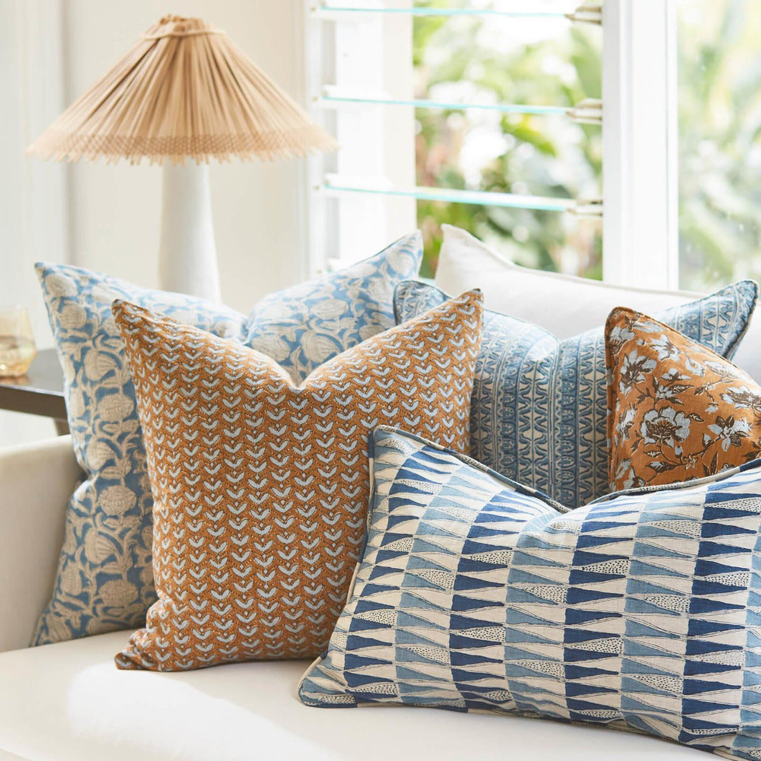 Aswan Sahara Pillow Cover Styled on Sofa