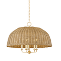 Atherton Wicker Large Dome Pendant with gold chain