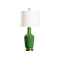 Audrey Herb Green Table Lamp - off white linen drum shade