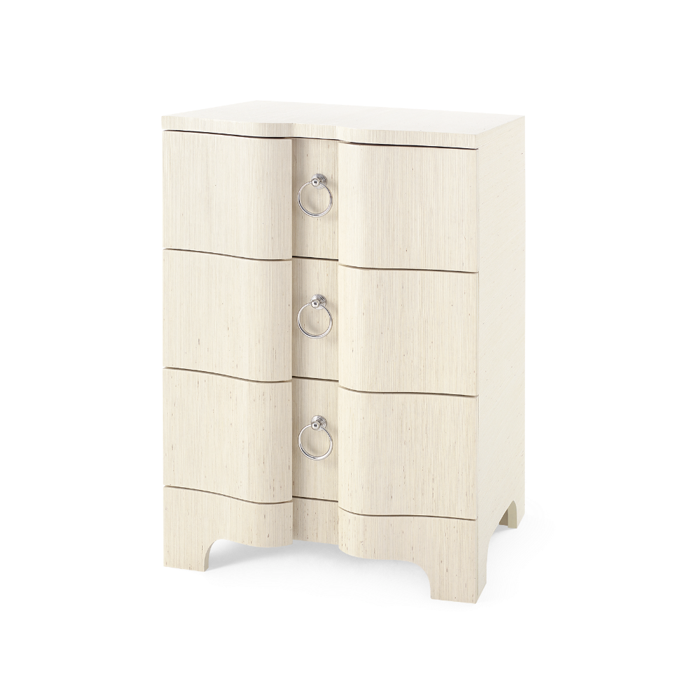 Biarritz Natural Grasscloth Side Table - three drawers