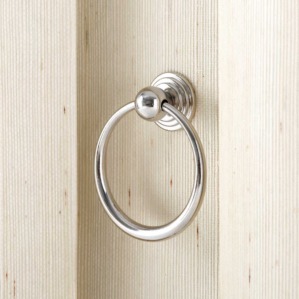 Biarritz Natural Grasscloth Side Table - nickel hardware