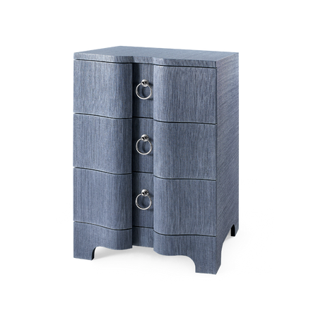 Biarritz Navy Blue Grasscloth BedSide Table