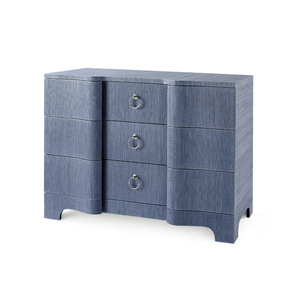 Biarritz Navy Blue Three Drawer Grasscloth Chest
