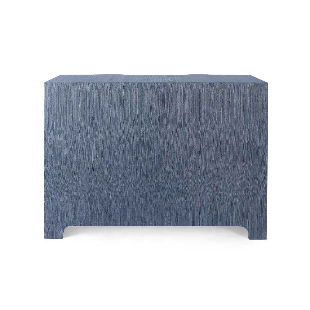 Biarritz Navy Blue Three Drawer Grasscloth Chest back view
