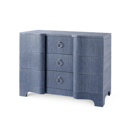 Biarritz Navy Blue Three Drawer Grasscloth Chest