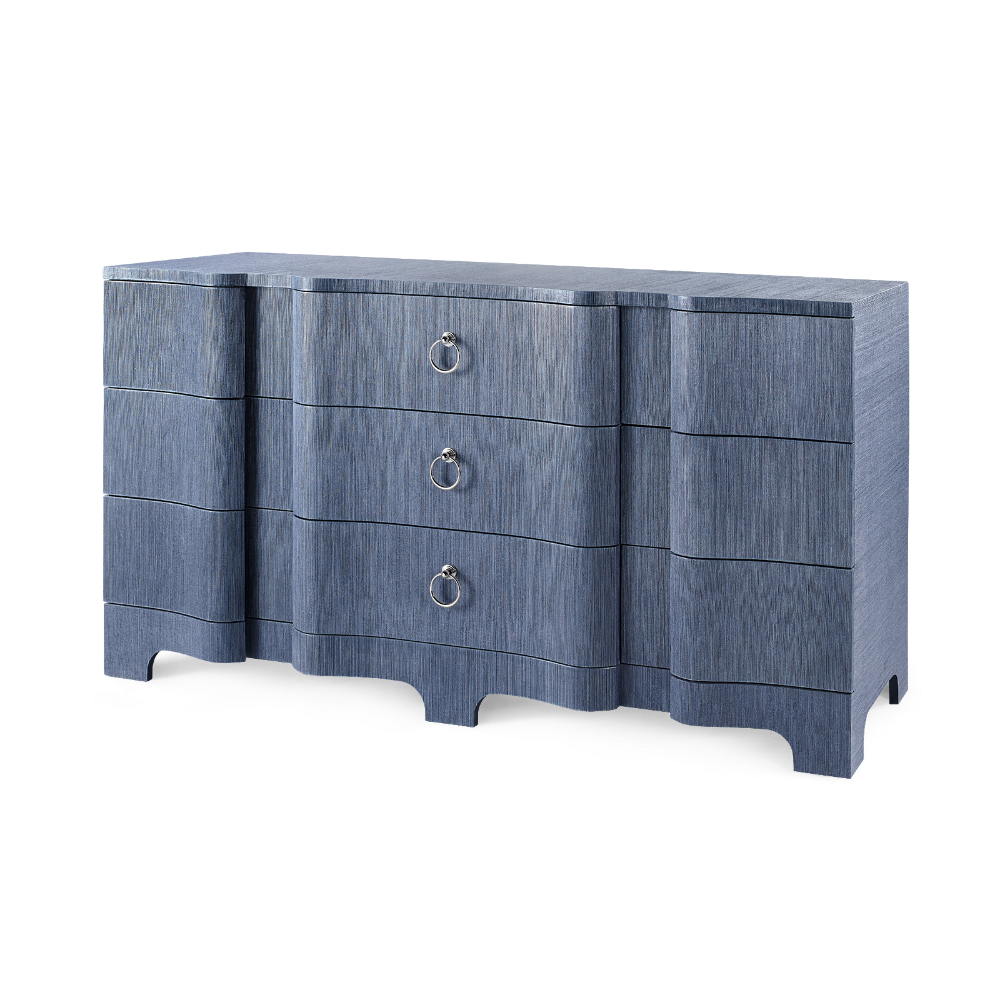 Biarritz Navy Blue  Grasscloth Nine Drawer Double  Dresser