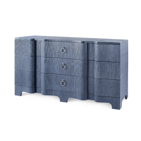 Biarritz Navy Blue  Grasscloth Nine Drawer Double  Dresser