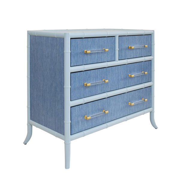 Blakewell Blue Chest - Bamboo detailing and grasscloth