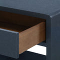 Blaine Navy Linen Side Table with Stained Drawers