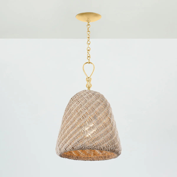 Reina Rattan Pendant illuminated