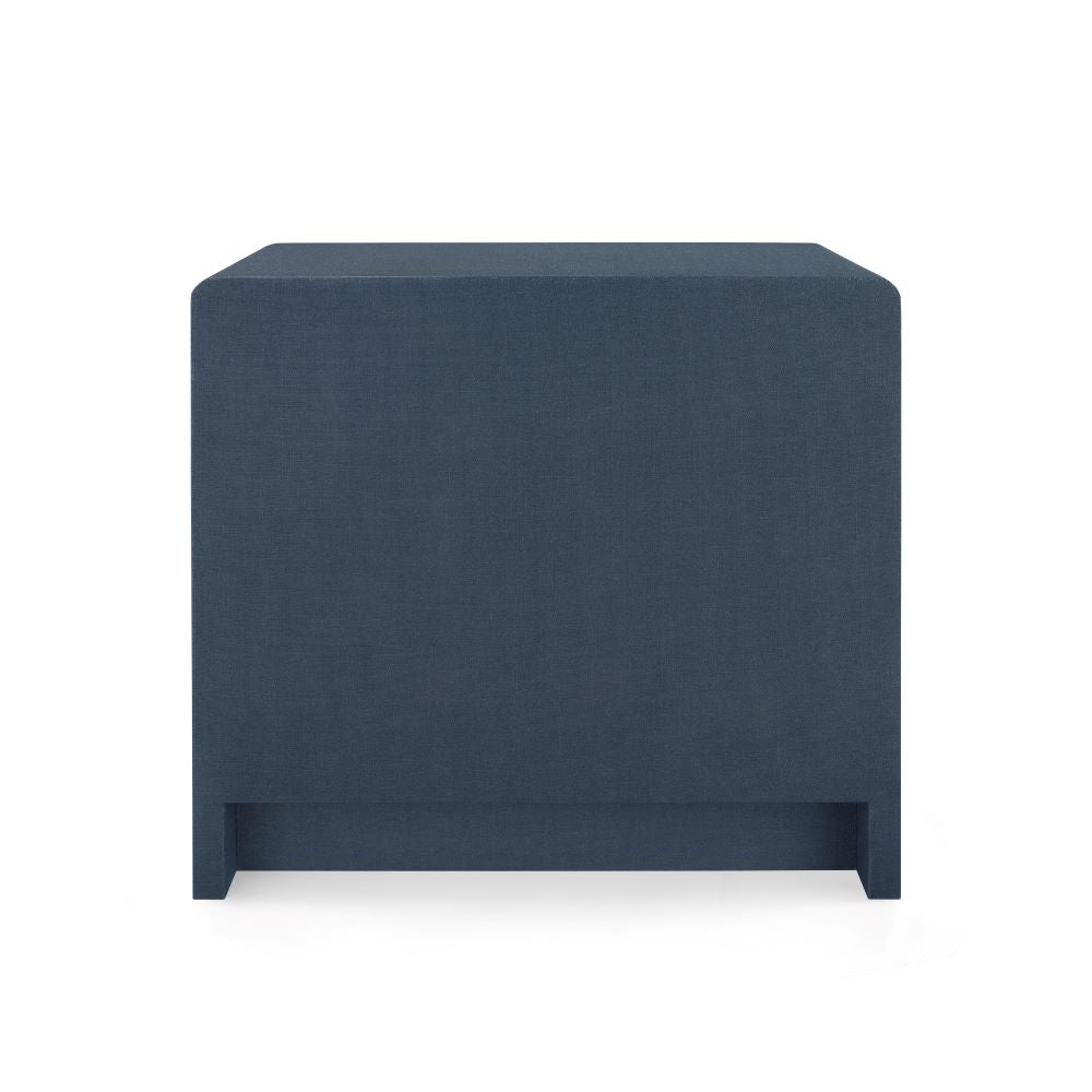 Blaine Navy Three Drawer Nightstand - Lacquered Linen Furniture