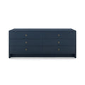Blaine Large Navy Textured Linen Six Drawer Dresser