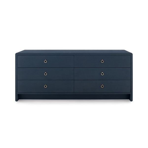Blaine Large Navy Dresser - Lacquered Linen Furniture
