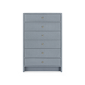 Blaine Lacquered Linen Grey Highboy Dresser