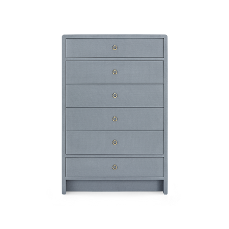 Blaine Lacquered Linen Grey Highboy Dresser