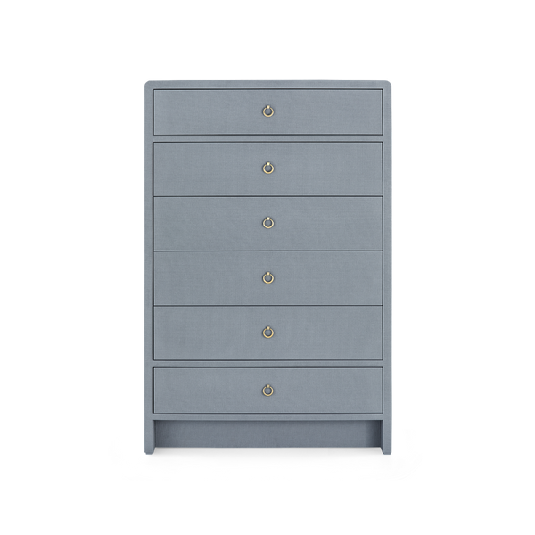 Blaine Lacquered Linen Grey Highboy Dresser