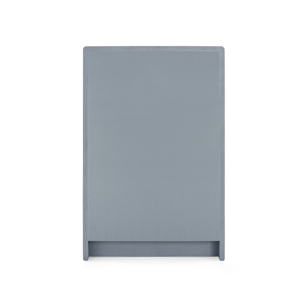 Blaine Lacquered Linen Grey Highboy Dresser back view