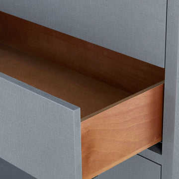 Blaine Tall Grey Dresser - Lacquered Linen Furniture - Dear Keaton Blaine Tall Grey Dresser - Lacquered Linen Furniture - Dear Keaton