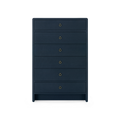 Blaine Tall Navy Lacquered Linen  Dresser