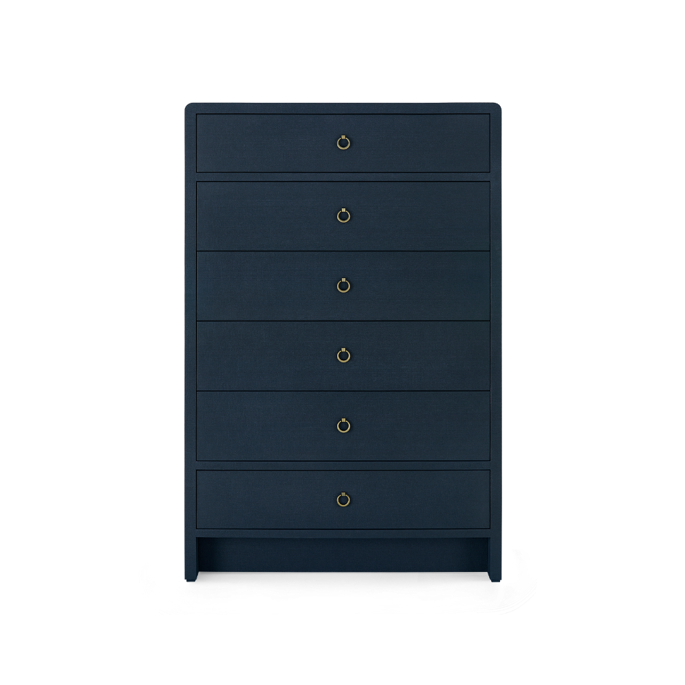Blaine Tall Navy Lacquered Linen  Dresser