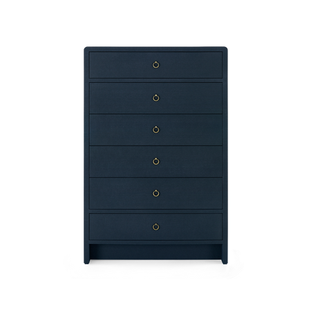 Blaine Tall Navy Lacquered Linen  Dresser