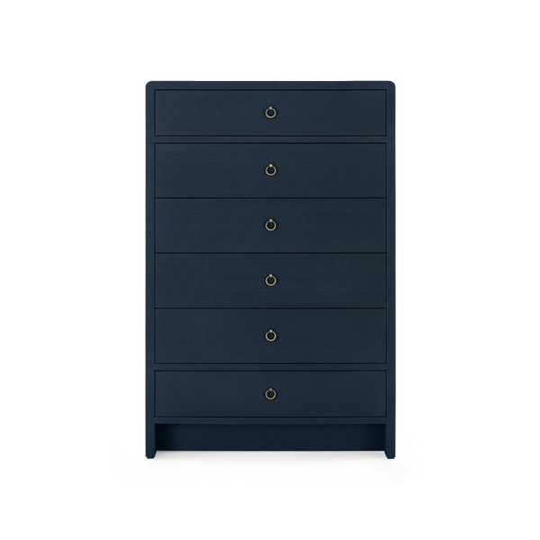 Blaine Tall Navy Lacquered Linen  Dresser