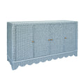 Bailey Light Blue Scalloped Edge Rattan Buffet