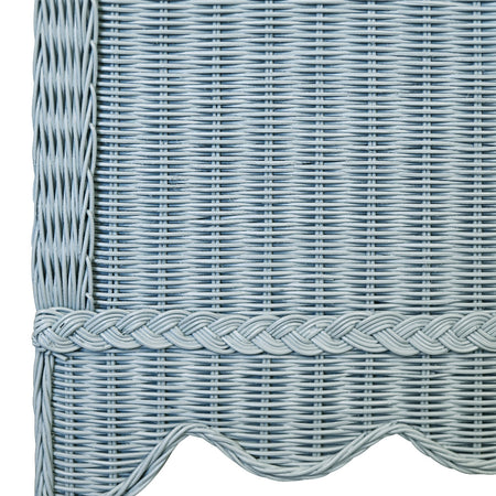 Bailey Light Blue Woven Rattan Buffet scalloped edge detail