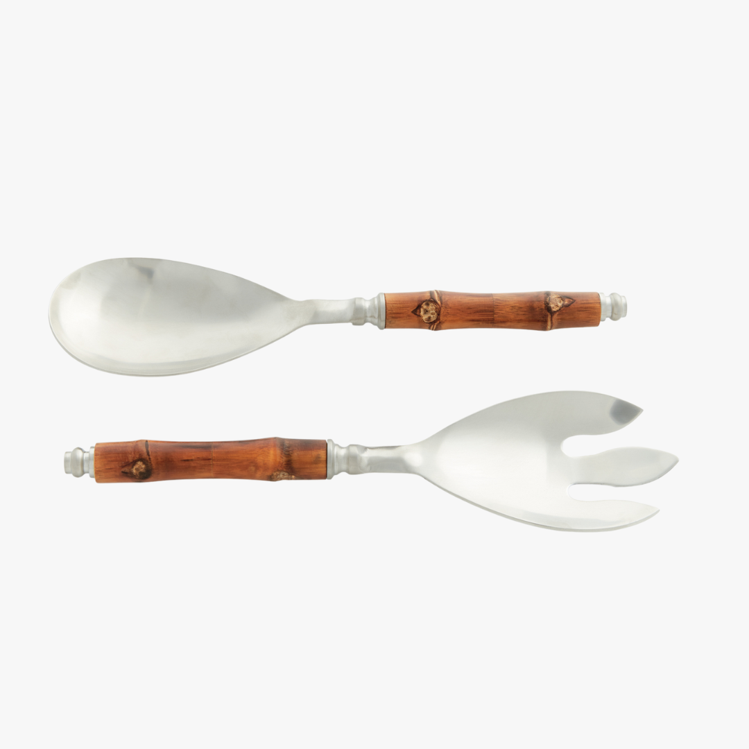 Bamboo Handle Salad Server Set