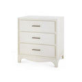 Banbury Sand White Grasscloth Side Table - three drawers