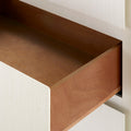 Banbury Sand White Grasscloth Side Table stained drawer interior