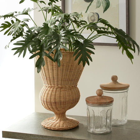 Barmouth Wicker Urn with faux greenery