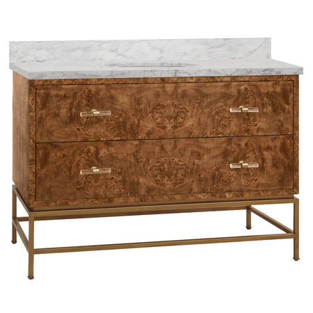 Bassett Burl Wood Vanity - 48" Wide - two drawers