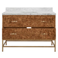 Bassett Burl Wood Vanity - 48" Wide with open drawer