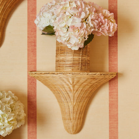 Baytree Natural Wicker Wall Bracket on striped wall