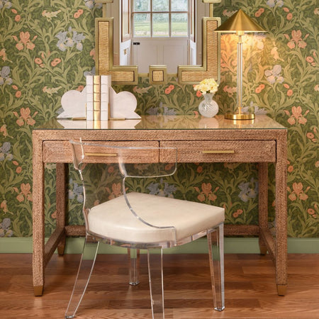 Bayview desk styled with acrylic chair