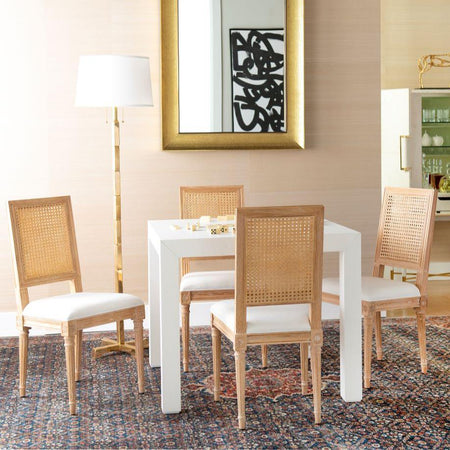 Beatrice Woven Cane Back Chairs and white game table