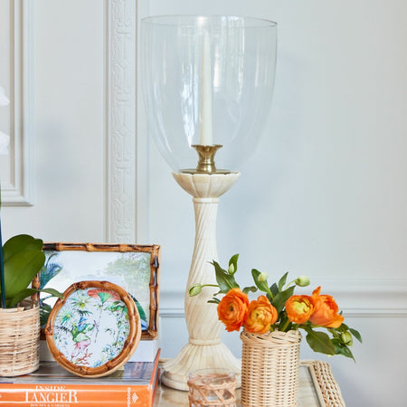 Beaumont Tall Hurricane styled on wicker table