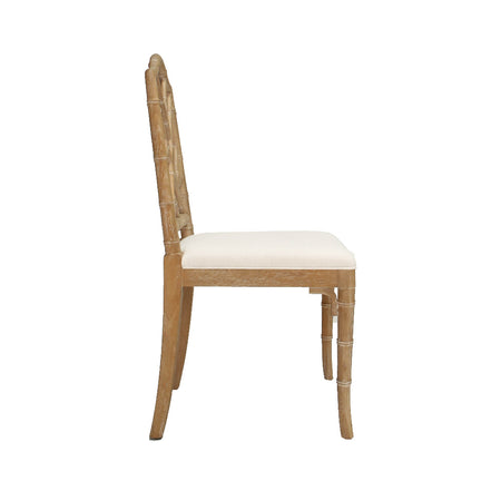 Bella Oak Fretwork Chair Side View- turned bamboo frame