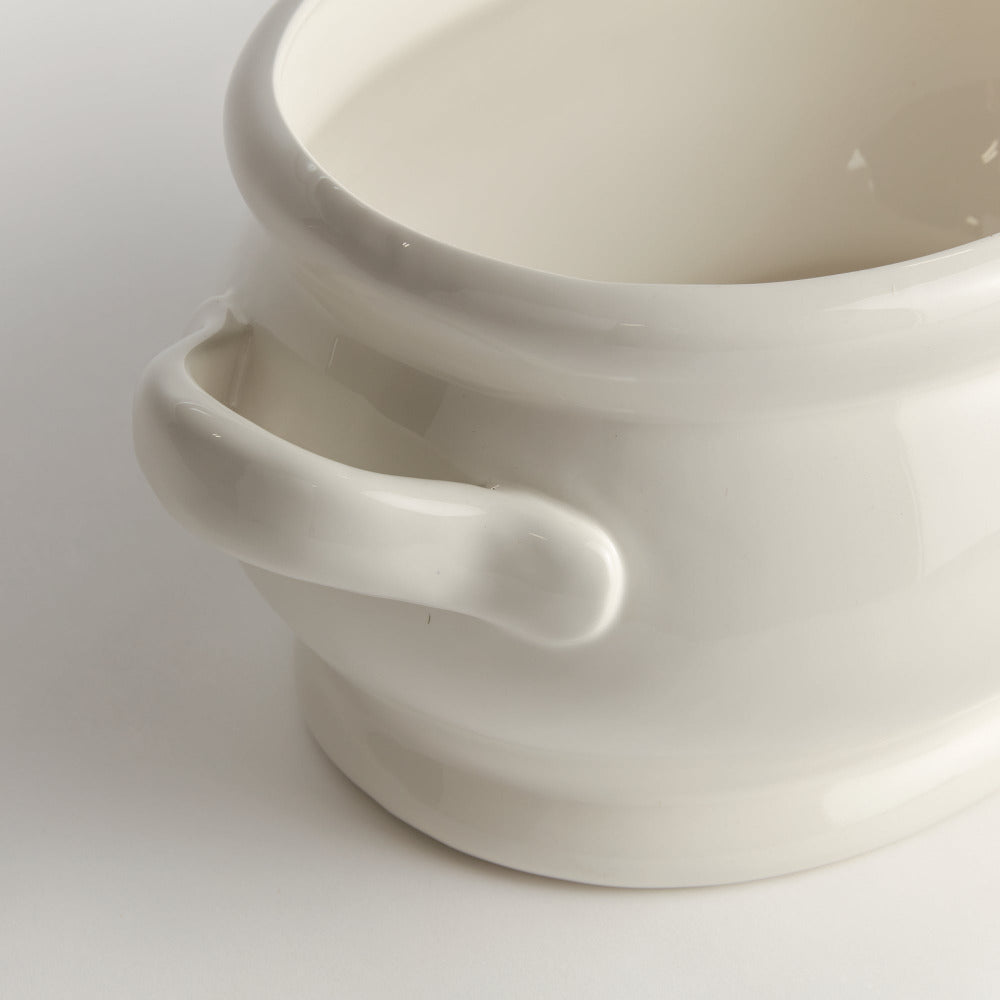 Benson Oval Cachepot - White Ceramic Planter - Handles - Dear Keaton
