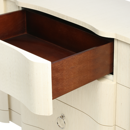 Biarritz Natural Grasscloth Dresser - stained drawer interior view