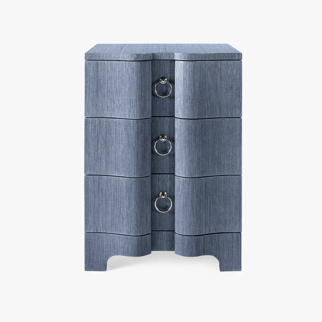 Biarritz Navy Grasscloth Side Table
