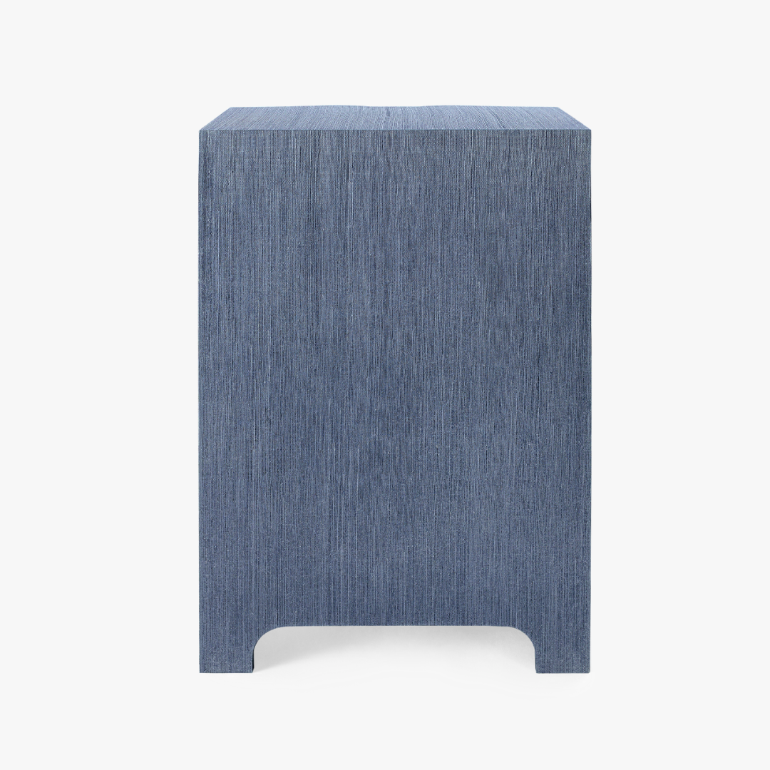 Biarritz Navy Grasscloth Side Table finished back view