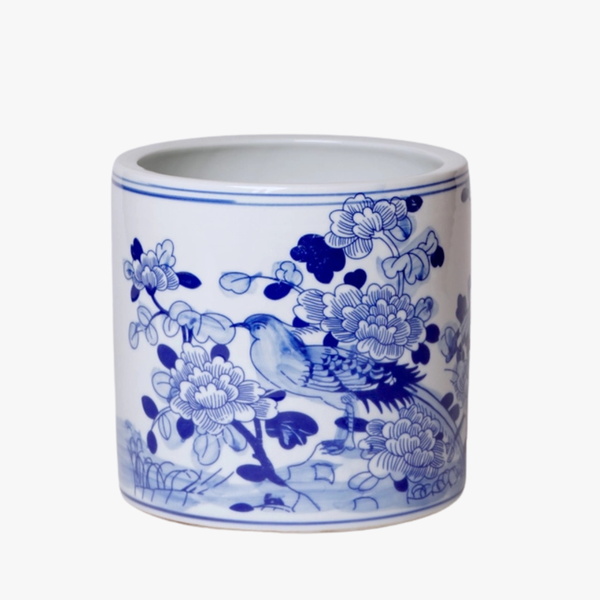 Bird on Flowering Branch Cachepot