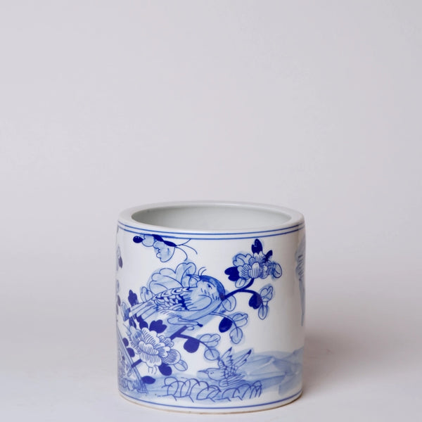 Bird on Flowering Branch Cachepot back view