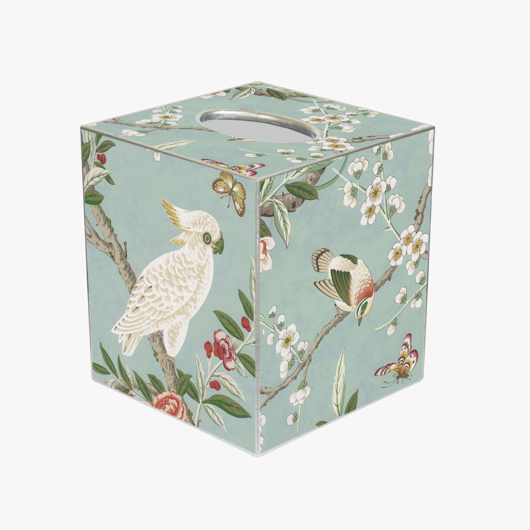 Bird and Butterfly Tissue Box Cover - Chinoiserie Decor - Dear Keaton